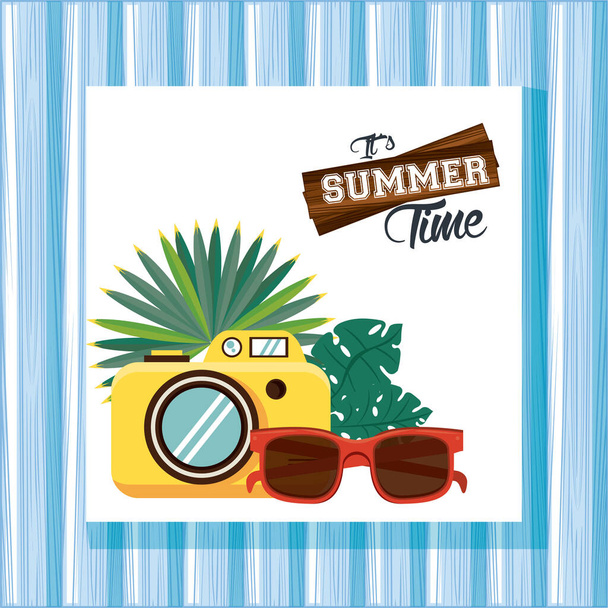 Summer time and vacations card poster - Wektor, obraz