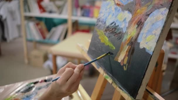 Βούρτσα πινελιές στη ζωγραφική τοπίο - Πλάνα, βίντεο