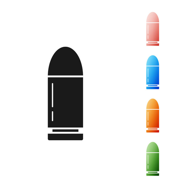 Icono de bala negra aislado sobre fondo blanco. Establecer iconos de colores. Ilustración vectorial
 - Vector, Imagen