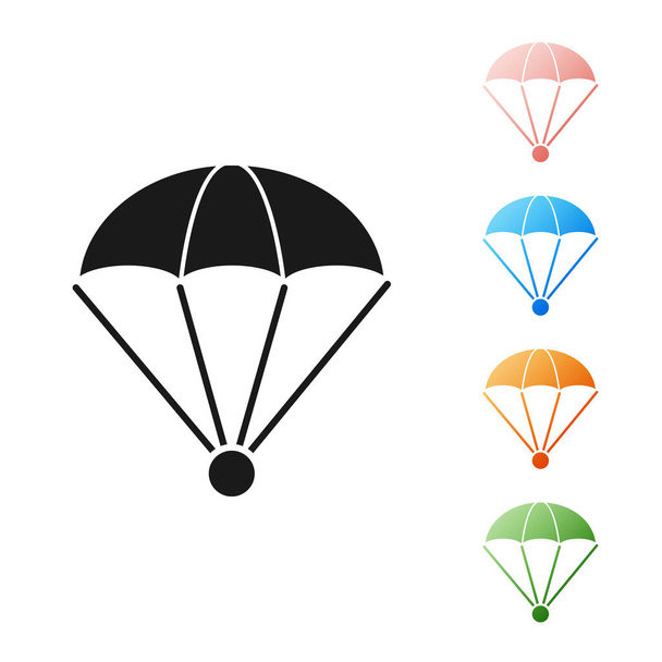 Black Parachute icon isolated on white background. Set icons colorful. Vector Illustration - Vector, Image