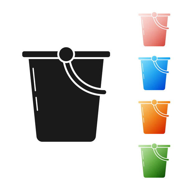 Icona Black Bucket isolata su sfondo bianco. Set icone colorate. Illustrazione vettoriale
 - Vettoriali, immagini