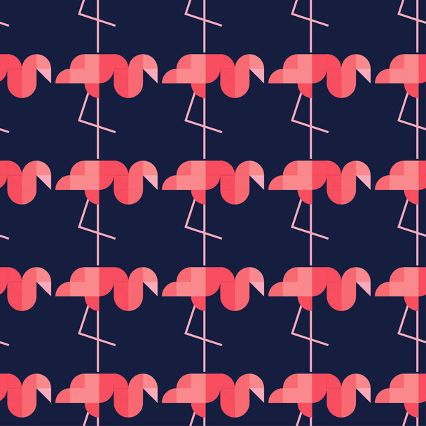 Flamingos of geometric shapes. Cute cartoon. Vector illustration for web design or print. - Vector, afbeelding
