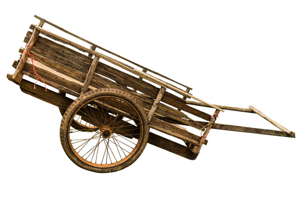 Wooden cart on white background - Photo, Image