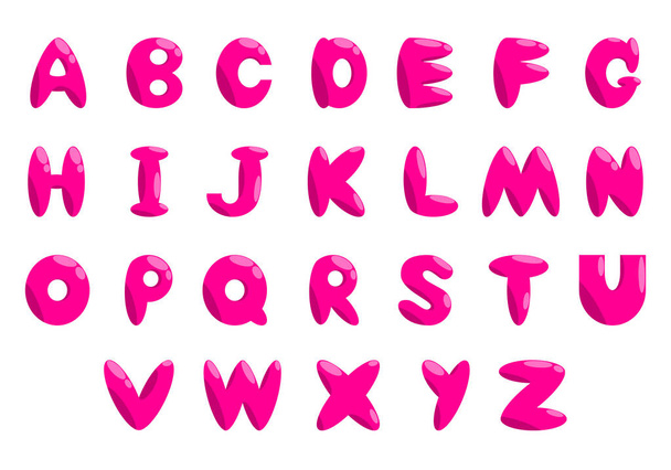 ピンクのバブルフォント文字セットAからZベクトル3Dイラスト. - ベクター画像