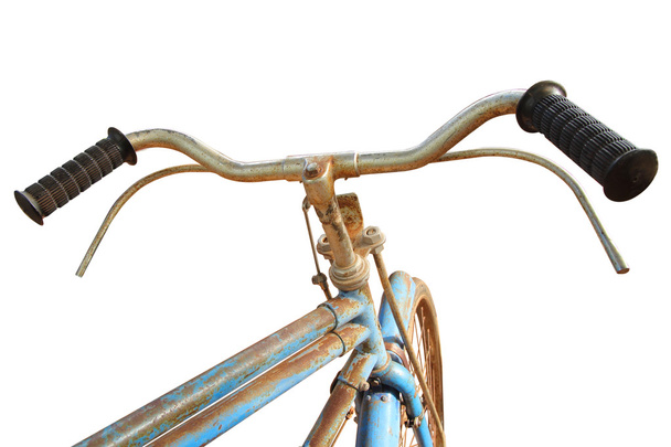 Oldtimer-Lenker eines Fahrrads isoliert auf weiß - Foto, Bild