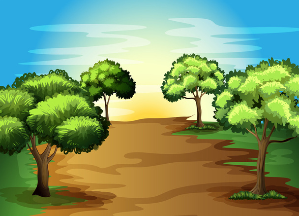 Выращивание зеленых деревьев в лесу
 - Вектор,изображение