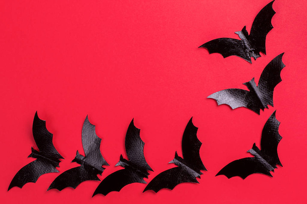 Halloween background with bats, blood and candles.  - Foto, Bild