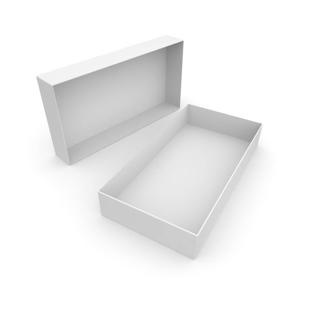Empty white box with lid on white isolated background - Photo, Image