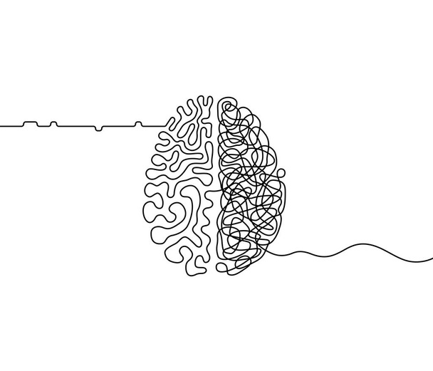 Emberi agy kreativitás vs logikai káosz és rend - Vektor, kép