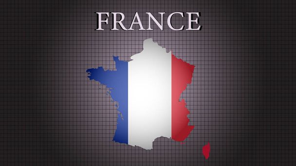 Frankrijk kaart geschilderd in vlag kleuren - Vector, afbeelding