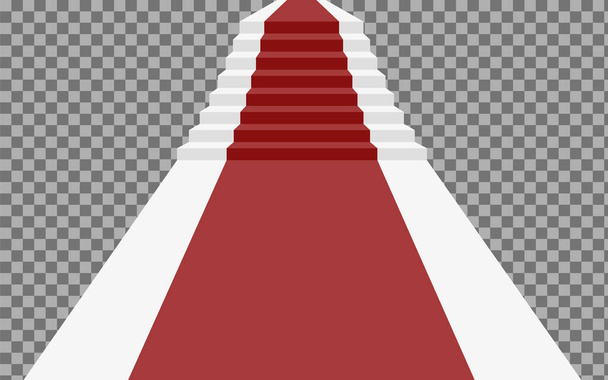 Лестница 3d с красной дорожкой. лестница для знаменитости или лестница к успеху изолированы на прозрачном фоне. Лестница 3d с красной дорожкой. Векторная иллюстрация, eps 10
 - Вектор,изображение