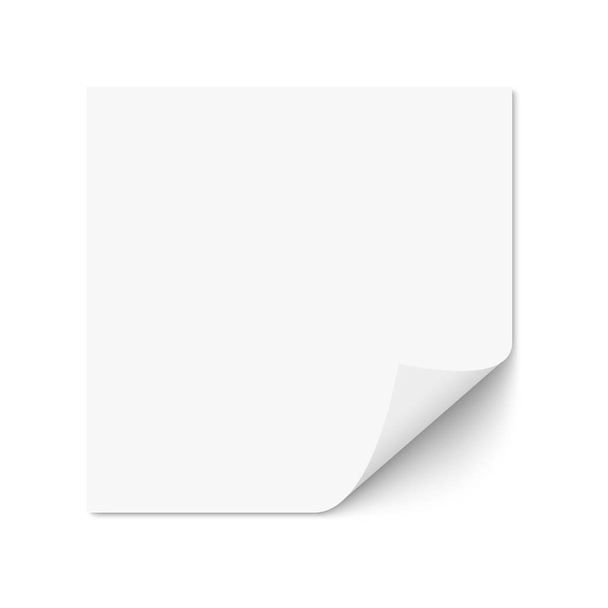 Λευκό αυτοκόλλητο χαρτί με στρογγυλεμένη γωνία απομονωμένο, διάνυσμα κενό πρότυπο.  - Διάνυσμα, εικόνα