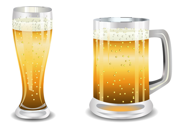 dvě sklenice piva - Vektor, obrázek