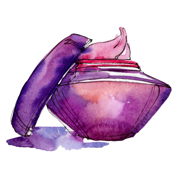 Cremeflasche skizzieren Glamour Illustration in einem Aquarell Stil isolierten Element. Aquarell Hintergrund Set. - Foto, Bild