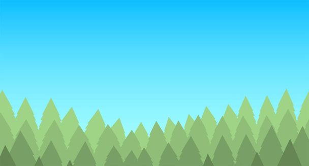 Coniferous forest on a background of blue sky. - Vector, Image