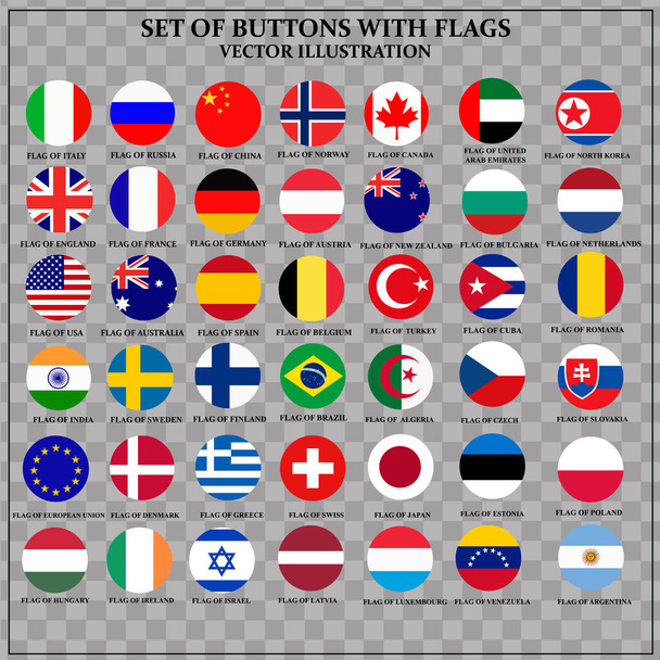 Conjunto de bandeiras com bandeiras populares. Vetor
. - Vetor, Imagem