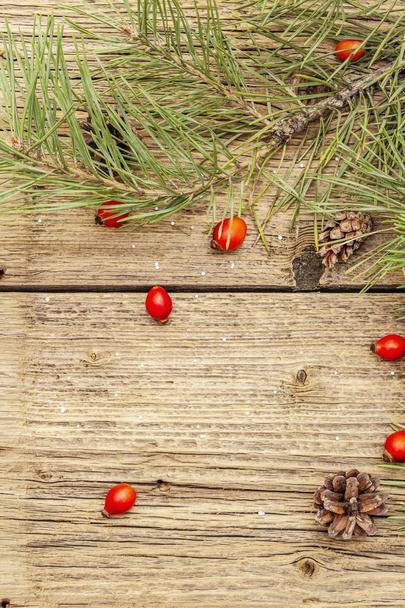 New Year and Christmas old wooden boards background - Fotoğraf, Görsel