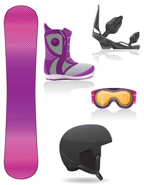 Set icons equipment for snowboarding vector illustration - Вектор, зображення