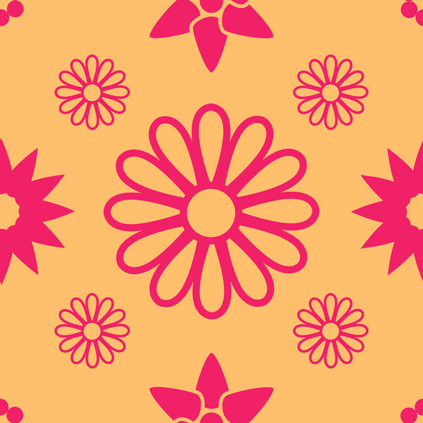 Seamless Seamless background floral pattern in orange and red colors for fabric and print paper. Vector illustration - Διάνυσμα, εικόνα
