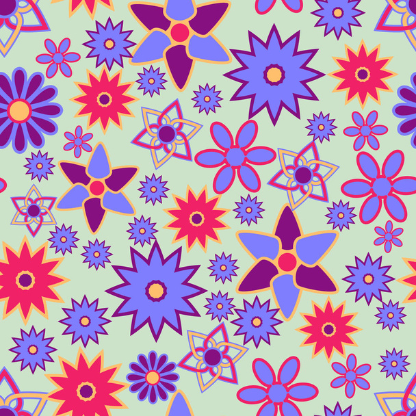 Seamless background, floral pattern in bright colors, fabric and print paper. Vector illustration - Vektor, Bild
