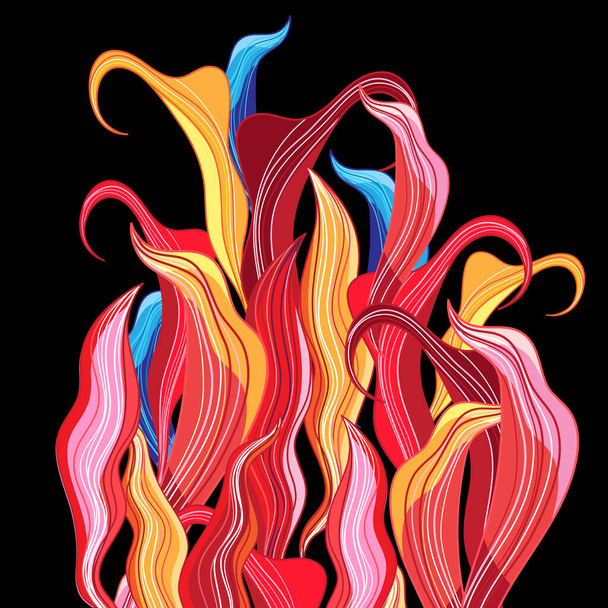 Бесшовный прекрасный огненный разноцветный цветочный узор
 - Вектор,изображение
