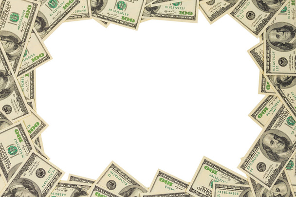 Verenigde Staten honderd dollar bankbiljet frame mockup geïsoleerd op witte achtergrond - Foto, afbeelding