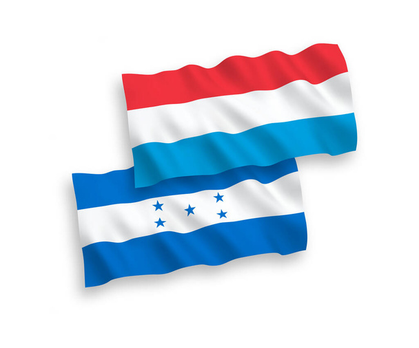 Flaggen von Honduras und Luxemburg auf weißem Hintergrund - Vektor, Bild