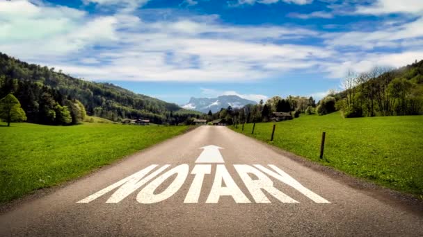Señal de la calle el camino de dirección al notario
 - Metraje, vídeo