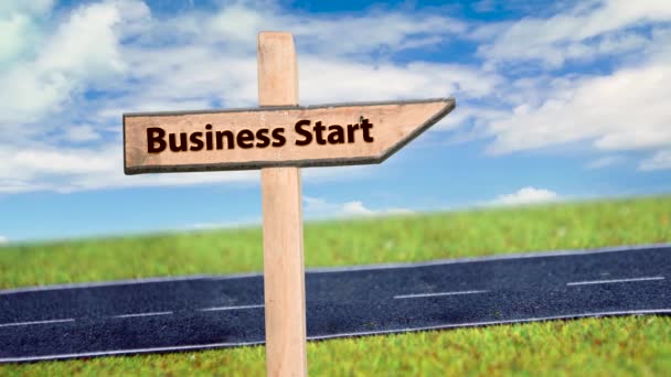 Street Sign the Way to Business Start - Footage, Video