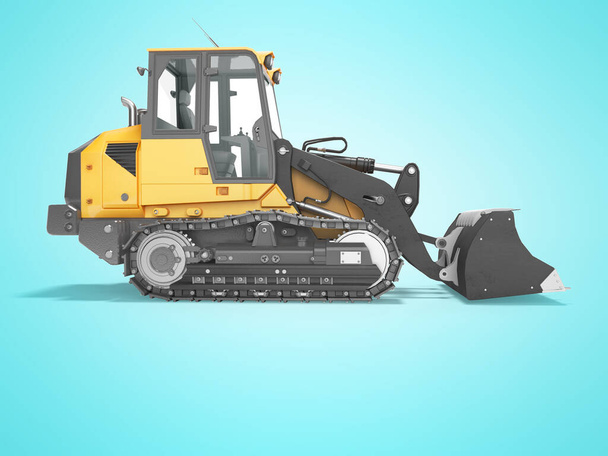Concept crawler excavator loader 3d render on blue background wi - 写真・画像