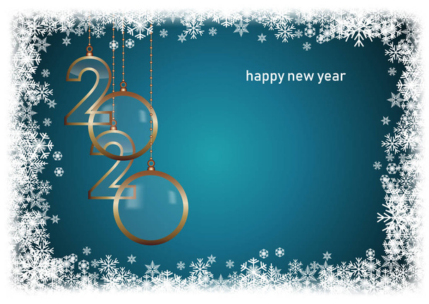 2020 ευτυχισμένο το νέο έτος γιορτάζει την κάρτα με χαιρετισμούς διακοπές, vecto - Διάνυσμα, εικόνα