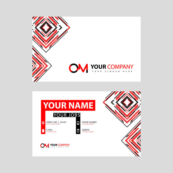 Letra OM logotipo en negro que se incluye en una tarjeta de nombre o tarjeta de visita simple con una plantilla horizontal. MO Logo Concepto
  - Vector, Imagen