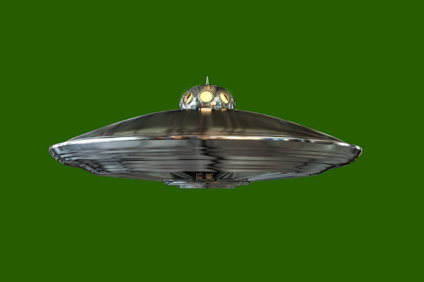 ufo isolated on green background - Photo, Image