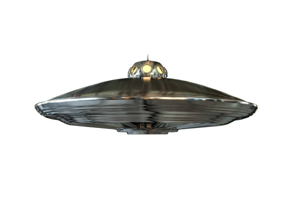 Beyaz arkaplanda izole edilmiş UFO - Fotoğraf, Görsel