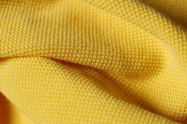 Textura žluté pólo, bavlněná tkanina. Textilní pozadí - Fotografie, Obrázek