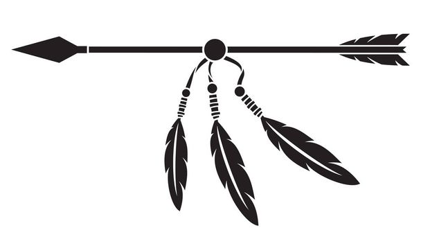 Native Indian arrow and feathers - Вектор, зображення
