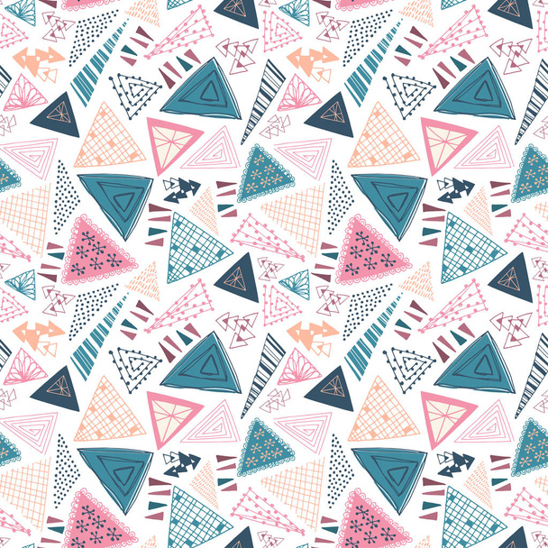 seamless vector pattern repeat of hand-drawn, doodled, abstract triangles - Vecteur, image