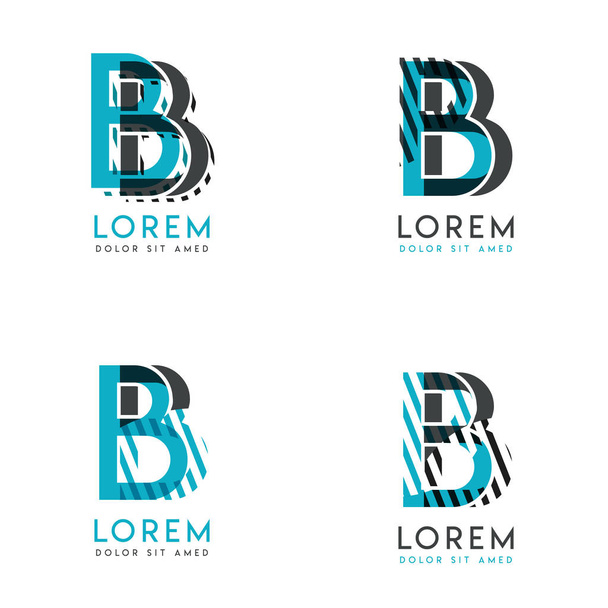 The BB Logo Set of abstract modern graphic design.Blue and gray with slashes and dots.This logo is perfect for companies, businesses and is also suitable for flyers, banners, cards and letterhead. - Vector, afbeelding