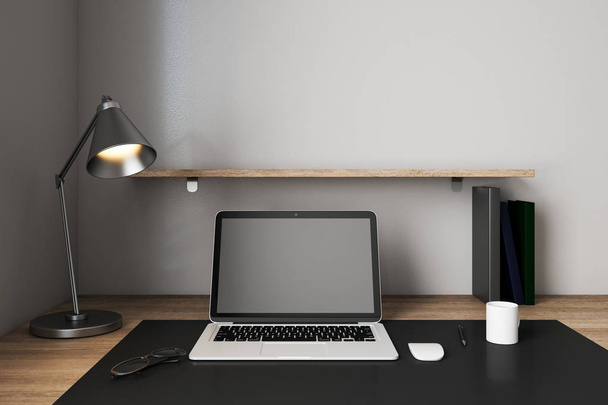 Hipster designer workplace with empty laptop - Foto, Imagem
