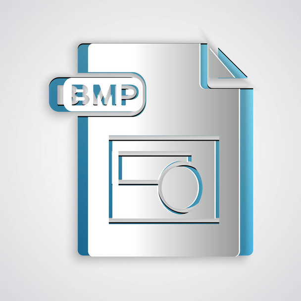 Papier knippen bmp-bestand document. Download bmp knop icoon geïsoleerd op grijze achtergrond. BMP-bestand symbool. Papier kunststijl. Vector illustratie - Vector, afbeelding