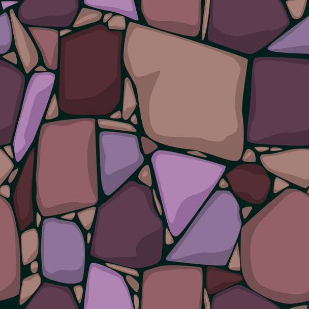 Seamless stone texture. Vector cartoon Seamless texture. Colored Stones background. - Vector, Imagen