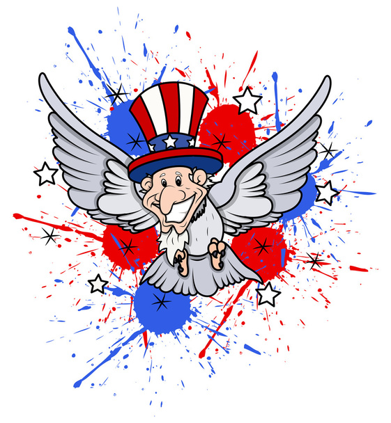 Funny uncle sam as a bird - 4th of July Vector theme Design - Vector, Image