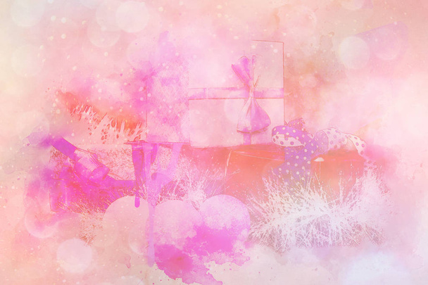 Pretty Pink Christmas i Nowy Rok tle wakacje - Zdjęcie, obraz
