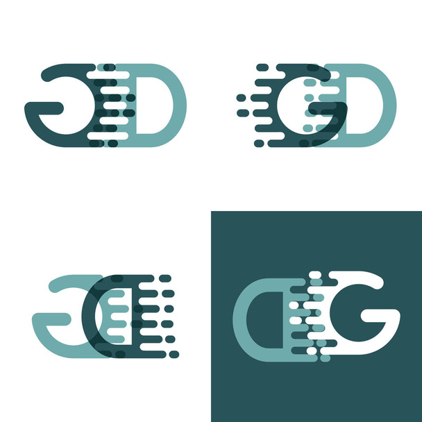 Logotipo de letras GD com velocidade de acento em cinza e verde escuro
 - Vetor, Imagem