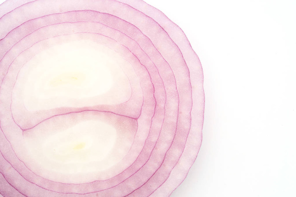 closeup sliced red onions set isolated on white background - Fotó, kép