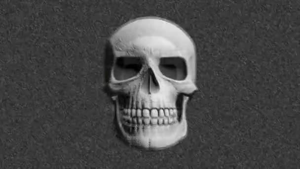 Uma animação gerada por computador de crânios em um fundo abstrato adequado para halloween
 - Filmagem, Vídeo