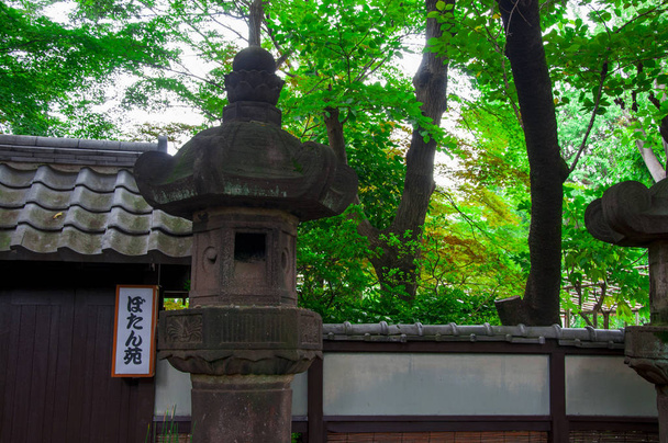 Tokyo, Japan, Ueno Toshogu Shrine, Buddhist stone lanterns for lights - Photo, Image