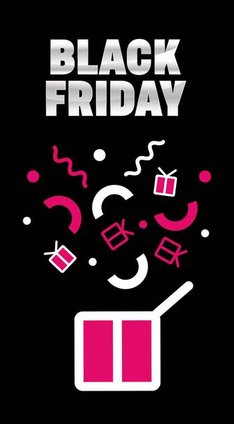 Design template card with geometric elements and text "Black Friday". - ベクター画像
