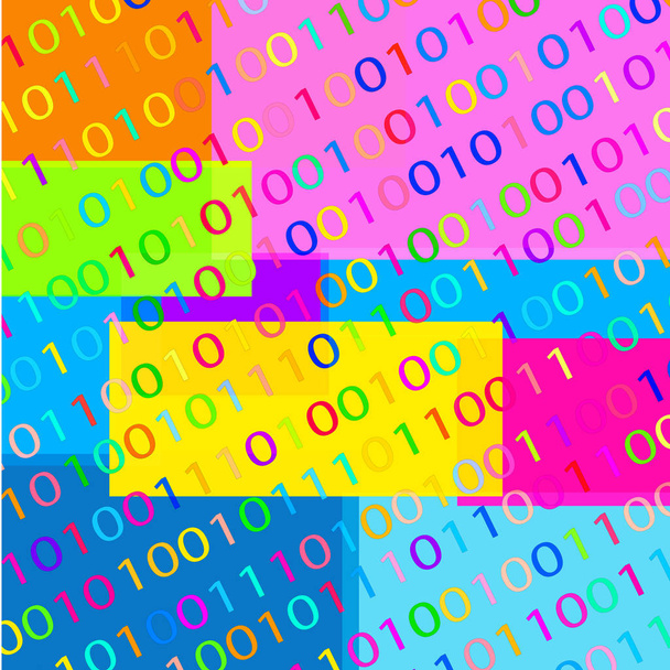 двійковий код і геометричні фігури різних кольорів
  - Вектор, зображення