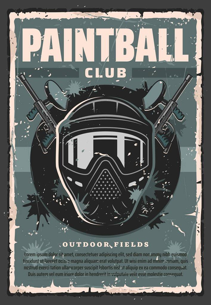Paintball markers, guns and mask. Shooting sport - Vector, Image
